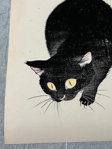 “Hunter Black Cat” (NO RESERVE) Japanese Cat Arts - Koyomi -