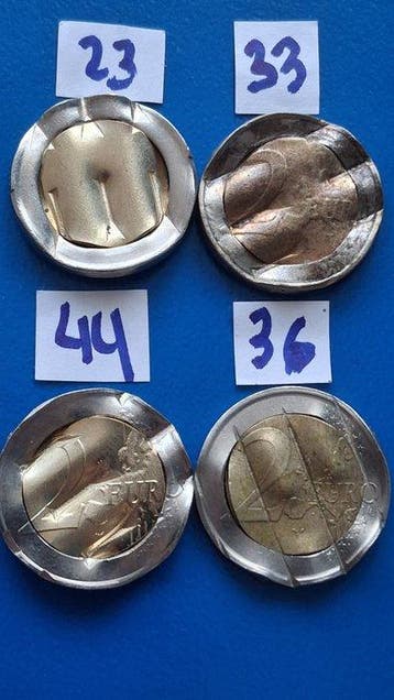 Europa. 2 Euro 2000/2014 (4 coins with cancellation marks)