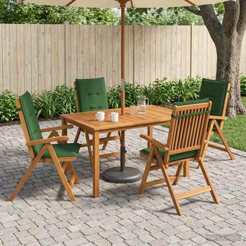 vidaXL 5-delige tuin eetset Naturel Massief Acacia Hout, Verzenden