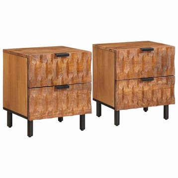 vidaXL Nachtkastje 2 st Bruin 40 x 33 x 46 cm Massief Mango, Verzenden, Nieuw