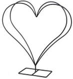 Metalen frame Hart 3D op voet 43x45 cm per stuk, Nieuw