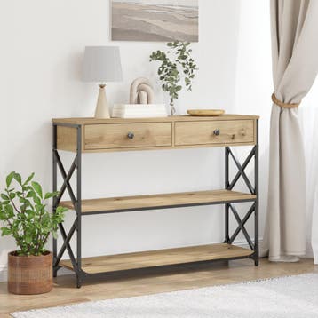 vidaXL Console Tafel artisanaal eikenkleurig, Huis en Inrichting, Tafels | Bijzettafels, Verzenden, Nieuw