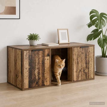 vidaXL Kattenkrat Meubel Oud hout 100 x 49 x 45 cm Bewerkt, Dieren en Toebehoren, Verzenden, Nieuw