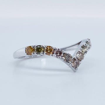 Zonder minimumprijs - Ring - 14 karaat Witgoud - 0.68ct. tw., Nieuw