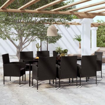 vidaXL 9-delige Tuinset zwart, Verzenden, Nieuw, Tuinset