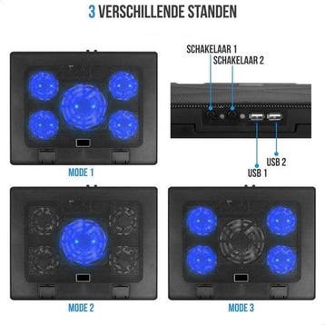 2dekans | Strex Laptop Cooler - 12 - 17 Inch - Verstelbaar, Ophalen of Verzenden, Nieuw