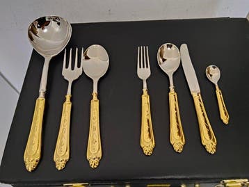 Ménagère pour 12 personnes - Plaqué or, Acier - 51 pièces