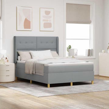 vidaXL Boxspring bed met hoofdeinde Lichtgrijs 140 x 190 cm, Verzenden