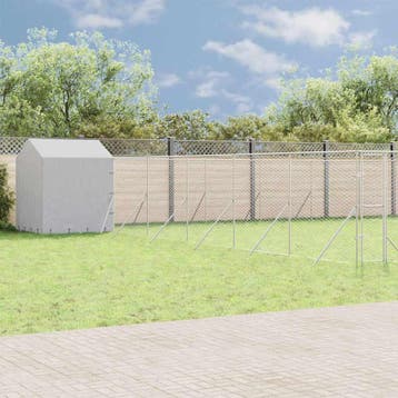 vidaXL Hondenkennel met dak 12x12x2,5 m gegalvaniseerd staal, Verzenden