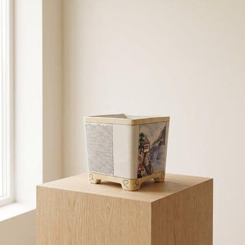 Kuroiwa Haruki – Pot en céramique pour bonsaï peint à la