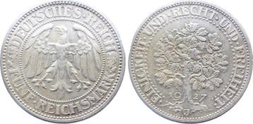 Duitsland 5 Reichsmark 1927 J Eichbaum vorzueglich/stempe..., Verzenden
