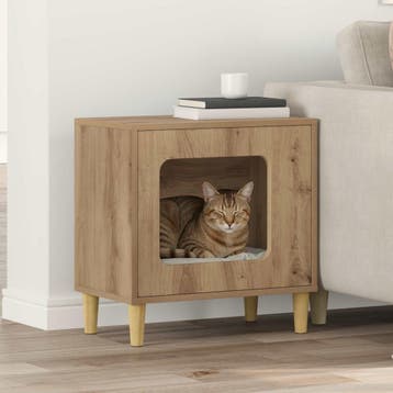 vidaXL Kattenhuis Artisanaal eiken 51 x 30 x 52 cm Bewerkt, Verzenden, Nieuw
