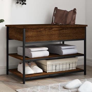 vidaXL Schoenenbankje 70x42,5x50 cm bewerkt hout bruin, Verzenden