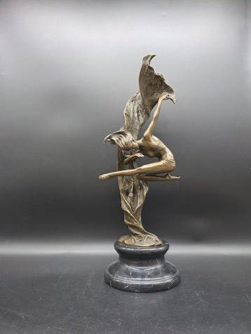 Beeld, Bronze: Scarf Dancer 52cm - Lady - 52.5 cm - Brons,