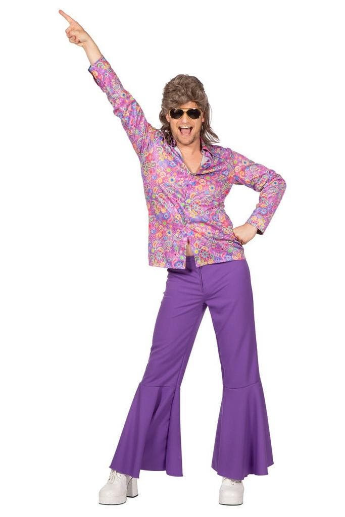 Hippie Blouse Bloemen Paars, Kleding | Heren, Carnavalskleding en Feestkleding, Nieuw, Verzenden