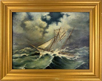 British school. (XlX) - A storm tossed schooner.