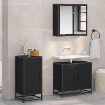 vidaXL Dressoir Zwart Eiken 35,5 x 35 x 76 cm, Verzenden, Nieuw