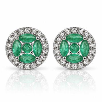 Sans prix de réserve - Boucles doreilles Plaqué or Émeraude