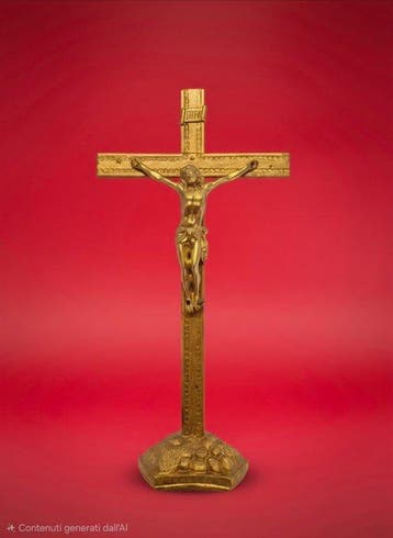 Kruis - Verguld brons, Verguld hout - 1850-1900 - Voor het