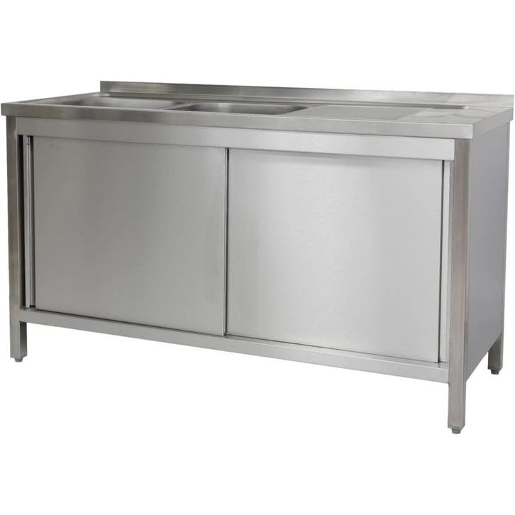 Spoeltafel | RVS | 2 Spoelbakken (Links) + Afdruipvlak |, Zakelijke goederen, Horeca | Keukenapparatuur, Nieuw in verpakking, Verzenden