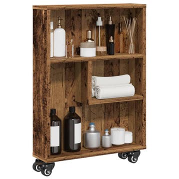 vidaXL Opbergtrolley smal 48x13x68 cm bewerkt hout oud, Verzenden, Nieuw