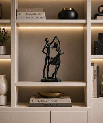 sculptuur, Abstract Dancing Couple Sculpture Romantic Black