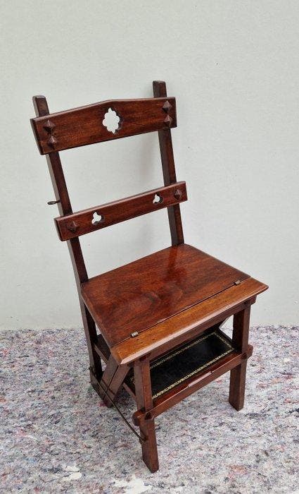 Bibliotheek LadderStoel - manner of Morgan & Sanders -, Antiquités & Art, Curiosités & Brocante