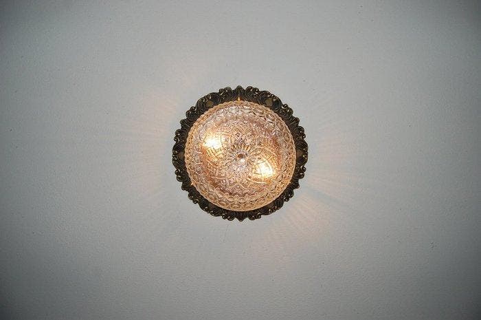 Plafonnier - Laiton moulé, Antiek en Kunst, Antiek | Verlichting