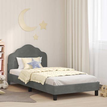 vidaXL Kinderen bedframe met hoofdboard Donkergrijs 90 x 200, Verzenden, Nieuw