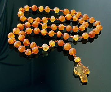 Rozenkrans - Amber, Rauwe ongepolijste Baltische amber, Antiek en Kunst