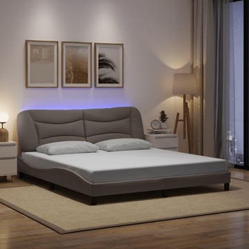 vidaXL Bedframe met LED zonder matras Hvar 180x200 cm stof, Verzenden
