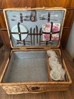 Picknickmand - Hout, Porselein, Metaal