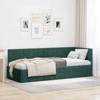 vidaXL Hoek Bed Frame Donkergroen 80 cm x 200 cm Fluweel, Verzenden, Nieuw