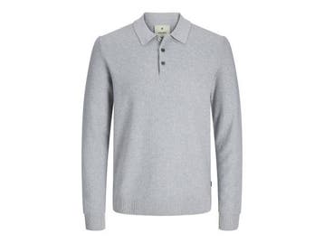 Veiling - Jack &amp; Jones Sandri Knit LS Polo Grijs - S, Nieuw