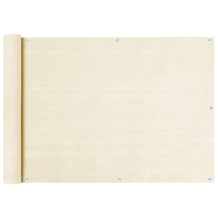 vidaXL Balkonscherm 75x600 cm HDPE crèmekleurig, Tuin en Terras, Parasols, Nieuw, Verzenden