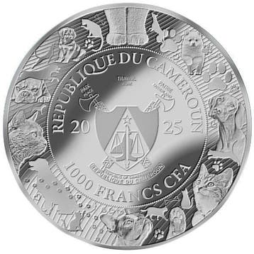 Cameroun. 1000 Francs 2025 Cats and Dogs Hacker Cat 1 oz