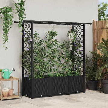vidaXL Verhoogd Bed met Trellis en Dak Zwart 162,5 x 40 x, Verzenden, Nieuw