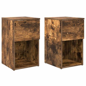 vidaXL Bedkast 2 st Gerookt eiken 29 x 31,5 x 49 cm Bewerkt, Verzenden, Nieuw