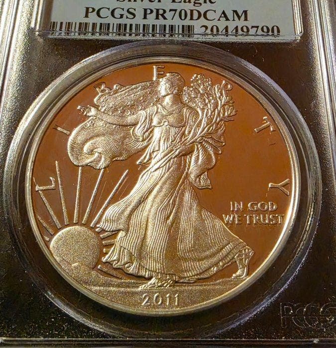 Verenigde Staten. 1 Dollar 2011 - W, Silver Eagle PF 70 Deep, Postzegels en Munten, Munten | Europa | Niet-Euromunten