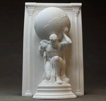 Gips, Atlas reliëfsculptuur in marmeren stijl Beeld - 15 cm