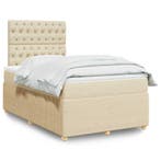 vidaXL Boxspring met matras stof crèmekleurig 120x200 cm, Verzenden, Nieuw