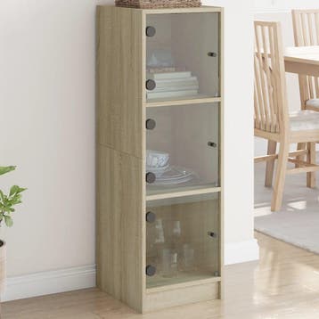 vidaXL Hoge kast met glazen deuren 35x37x109 cm sonoma, Huis en Inrichting, Verzenden, Nieuw