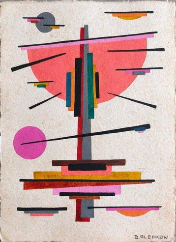 Boris Alepkow (XX) - Composition géométrique, Antiek en Kunst, Kunst | Schilderijen | Modern