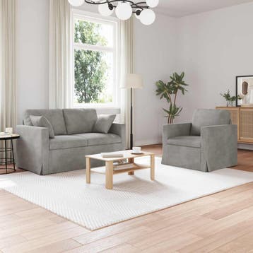 vidaXL bank / zetelstel 2 st Lichtgrijs Fluweel, Verzenden