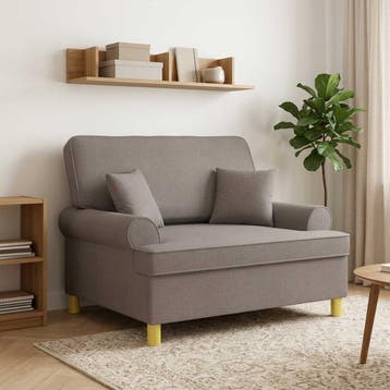 vidaXL Fauteuil met Kussens Taupe Stof, Verzenden, Nieuw