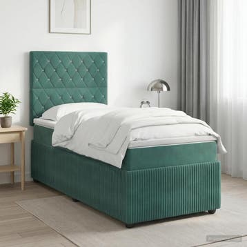 vidaXL Boxspringbed met matras Donkergroen 90 x 190 cm, Maison & Meubles, Verzenden
