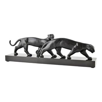 Luc Alliot - sculptuur, Twee bronzen Art Deco panters L. 39, Antiquités & Art