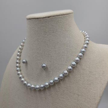 Halsketting - 14 karaat Zilver, Witgoud Parel - K14WG, Nieuw