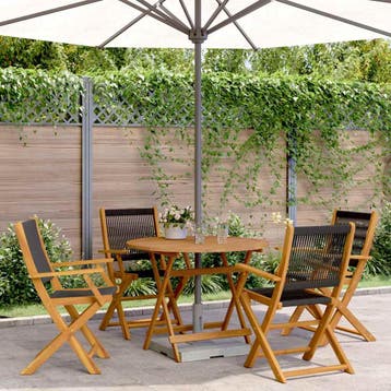 vidaXL 5-delige Tuinset polypropeen en massief hout zwart, Verzenden, Tuinset