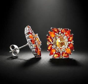 Zonder minimumprijs - Oorbellen 925 zilver, citrien,, Nieuw